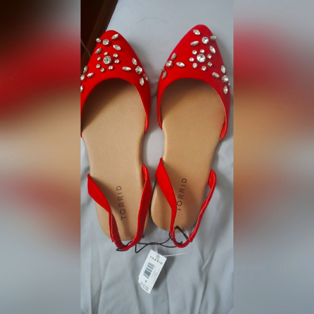 Torrid Faux Jewel Embellished Slingback Flats NWT